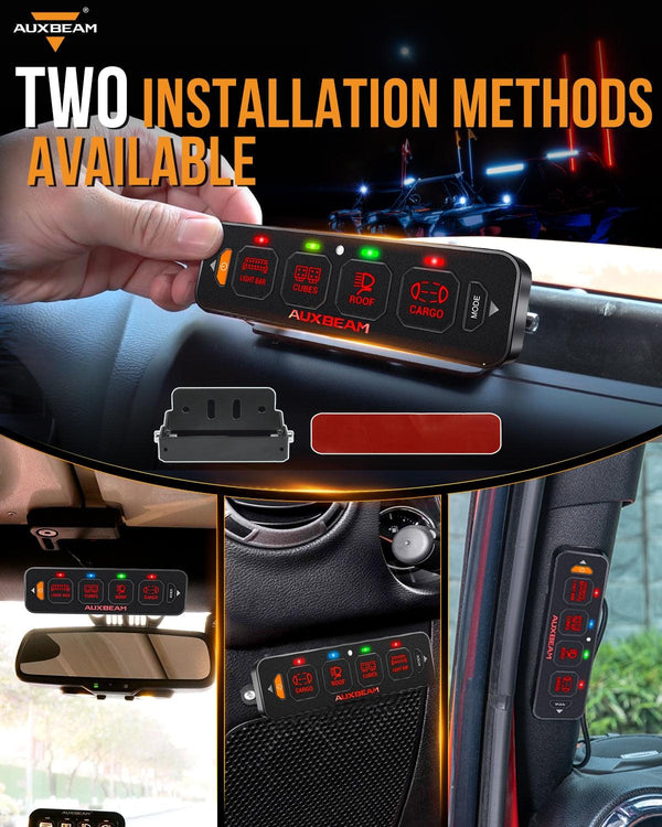 Auxbeam AS-400 4 Gang RGB Slim Switch Panel with APP & Remote Control - Colorado & Canyon Enthusiasts