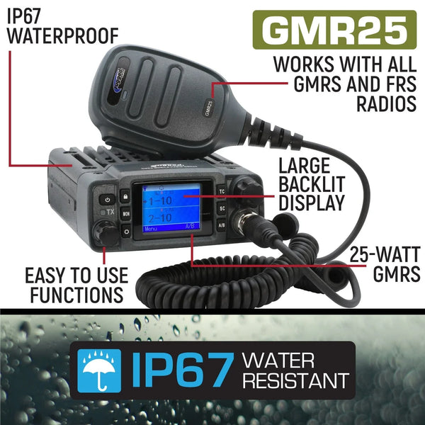Rugged GMR25 Waterproof GMRS Mobile Radio - Colorado & Canyon Enthusiasts