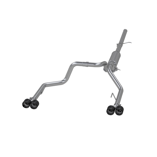 MBRP Armor Pro 3 Inch Cat Back Exhaust 2.5 Inch Dual Split Rear Exit with Quad 4 Inch OD Carbon Fiber Tips | 2019+ Silverado/Sierra 1500 (S50043CF)