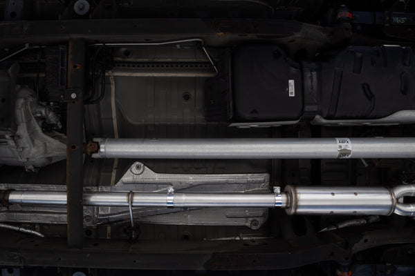 MBRP Armor Pro 3 Inch Cat Back Exhaust 2.5 Inch Dual Split Rear Exit with Quad 4 Inch OD Carbon Fiber Tips | 2019+ Silverado/Sierra 1500 (S50043CF)