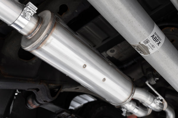 MBRP Armor Pro 3 Inch Cat Back Exhaust 2.5 Inch Dual Split Rear Exit with Quad 4 Inch OD Carbon Fiber Tips | 2019+ Silverado/Sierra 1500 (S50053CF)