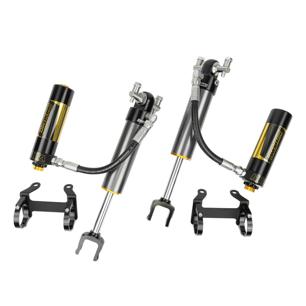 Dirt King 2.5 Smooth Body Front Shocks | DCA Remote Reservoir | 2011+ Silverado / Sierra HD