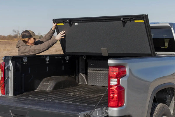 Rough Country Hard Tri-Fold Flip Up Bed Cover | 2020+ Silverado / Sierra HD | 6' 9" Bed