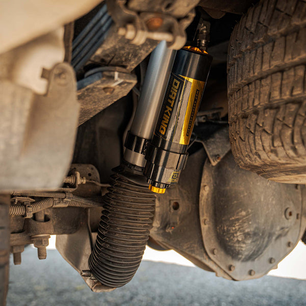 Dirt King 2.5 Piggyback Rear Shocks | DCA Remote Reservoir | 2011+ Silverado / Sierra HD