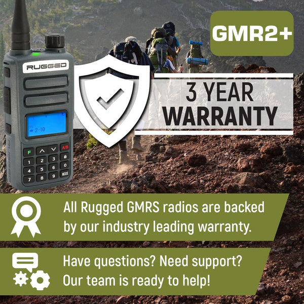 Rugged Radios GMR2 PLUS - GMRS / FRS Two Way Handheld Radio with Hand Mic - Colorado & Canyon Enthusiasts