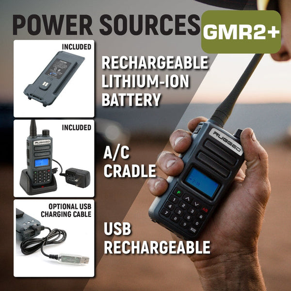 Rugged Radios GMR2 PLUS - GMRS / FRS Two Way Handheld Radio with Hand Mic - Colorado & Canyon Enthusiasts