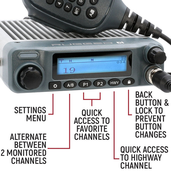 Rugged Radios G1 ADVENTURE SERIES Waterproof GMRS Mobile Radio Kit with Antenna - Colorado & Canyon Enthusiasts