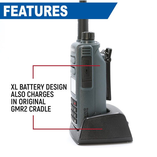 Rugged Radios GMR2 and GMR2 PLUS Handheld Long-Lasting XL Battery with USB Charging Port - Colorado & Canyon Enthusiasts